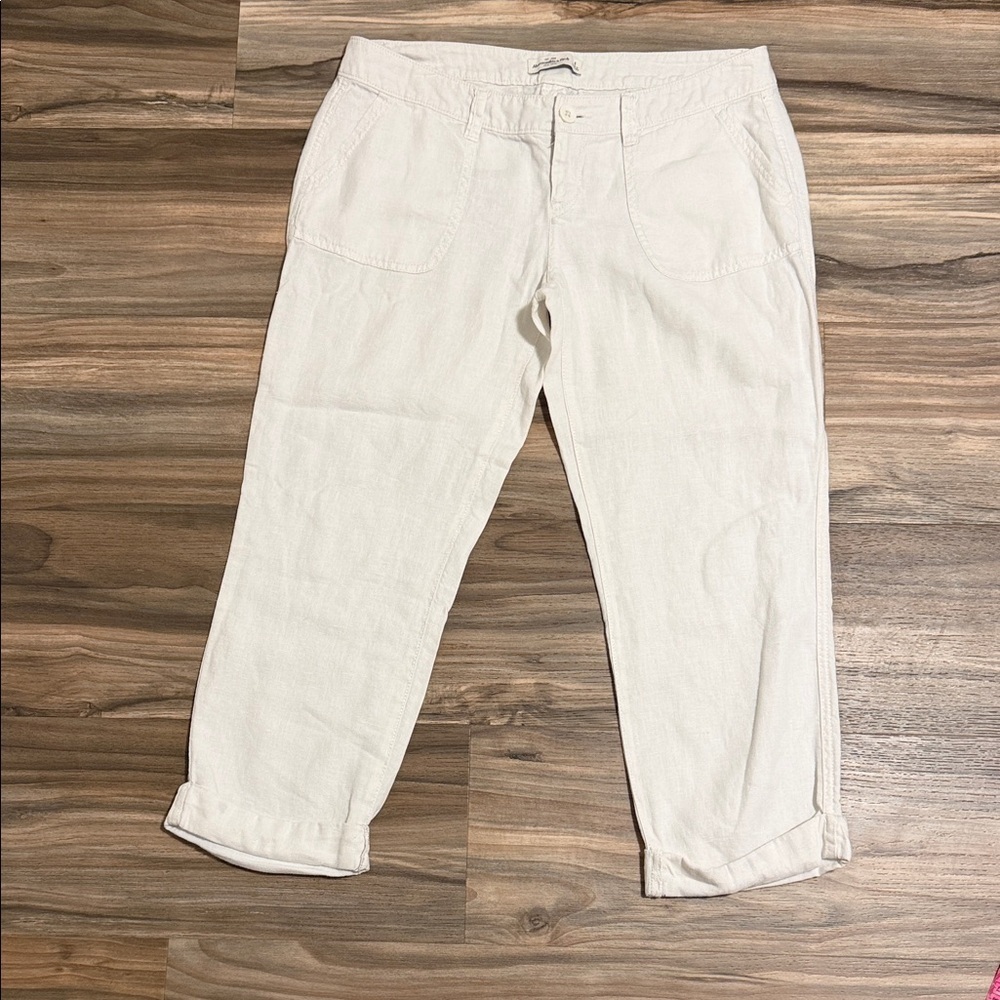 Abercrombie & Fitch Women’s Sz. 4 White Linen Cropped Cuffed Midrise Coastal